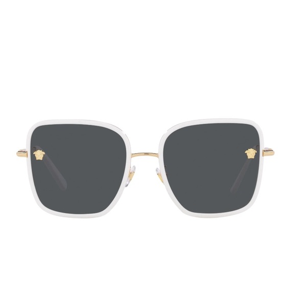 Versace Women’s VE2247D 147187 57mm White/Dark Grey Sunglasses - Picture 2 of 4